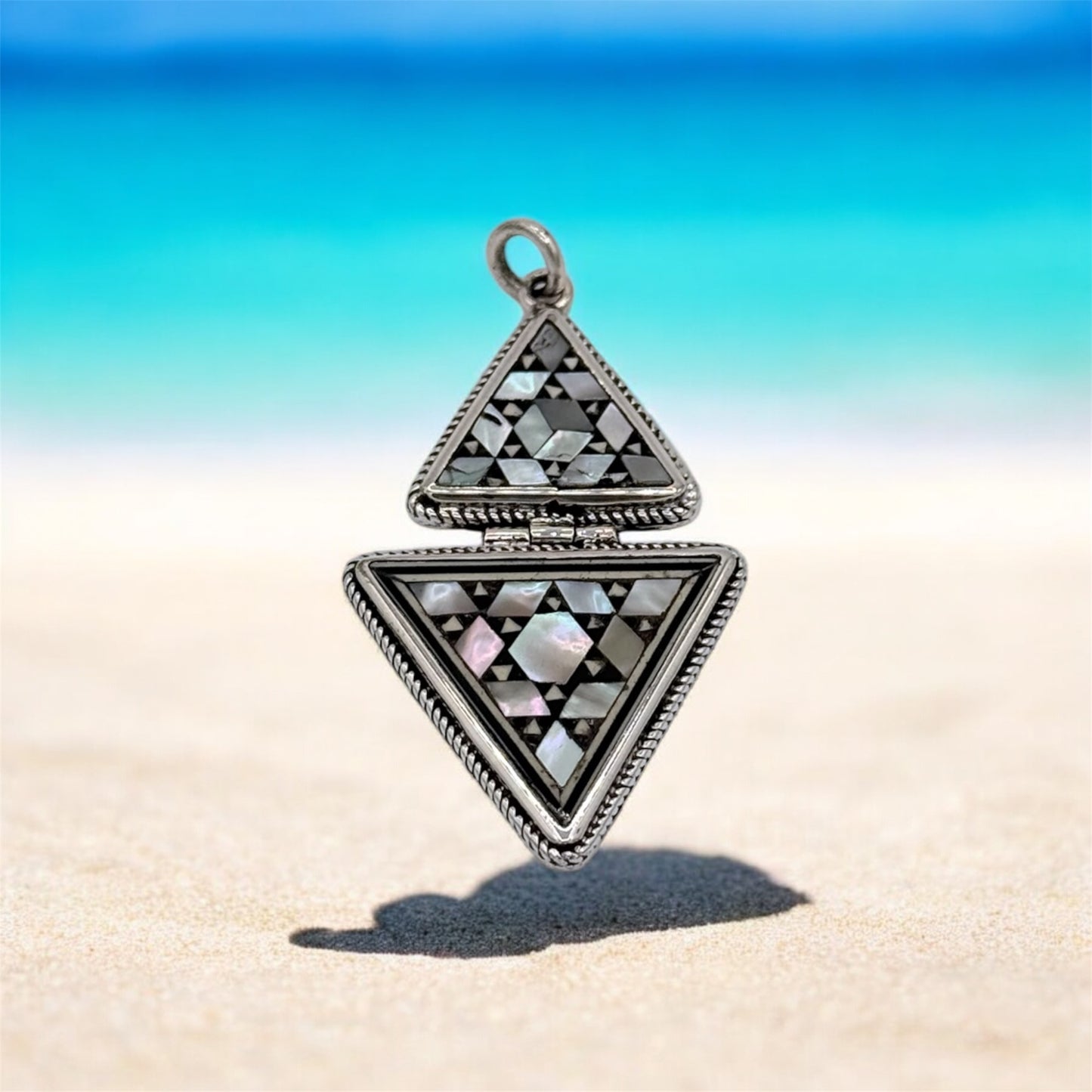 Hand made 925 sterling silver inlaid with mother of pearl