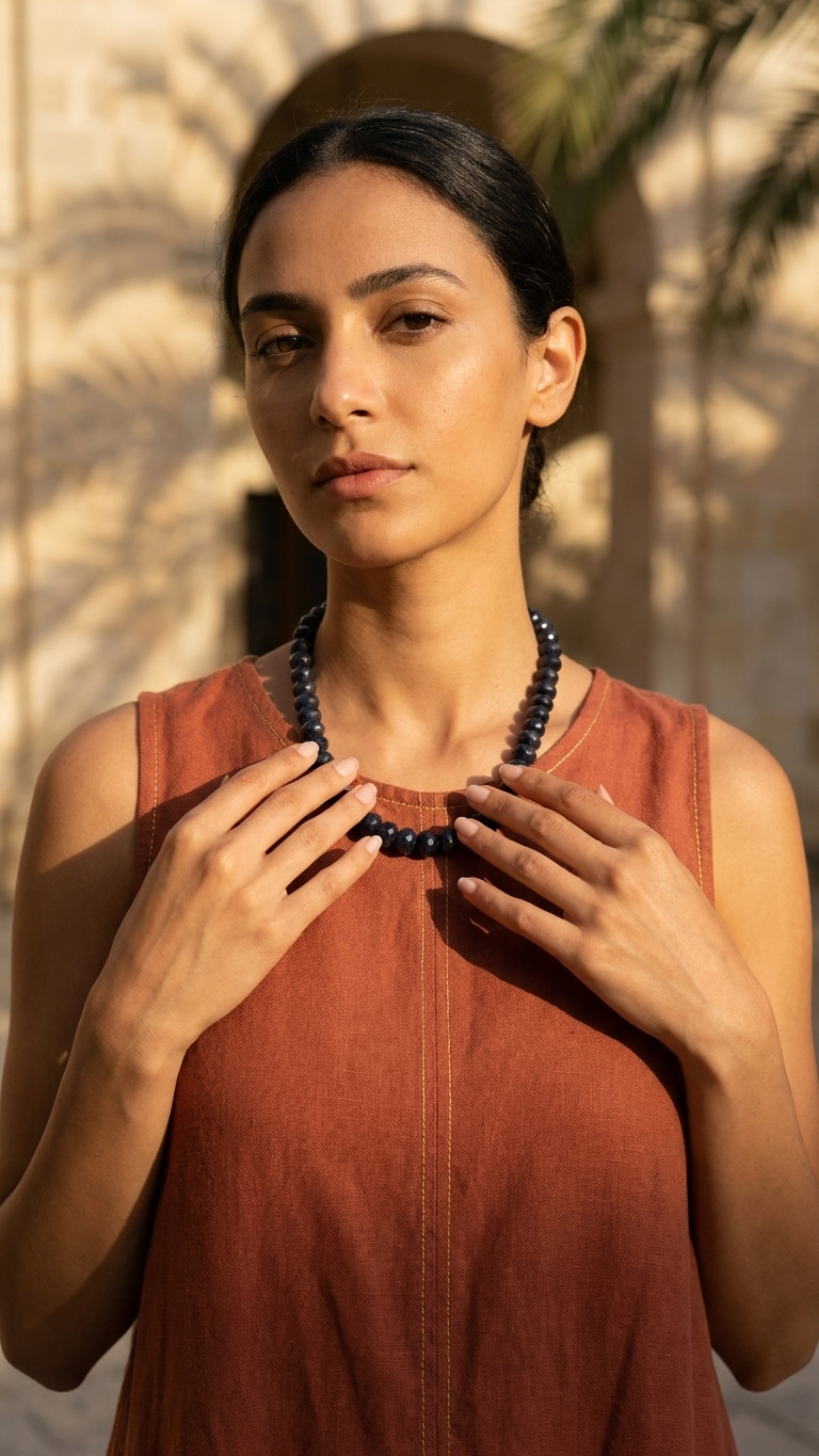 Handmade Faceted Natural Blue Sapphire Necklace