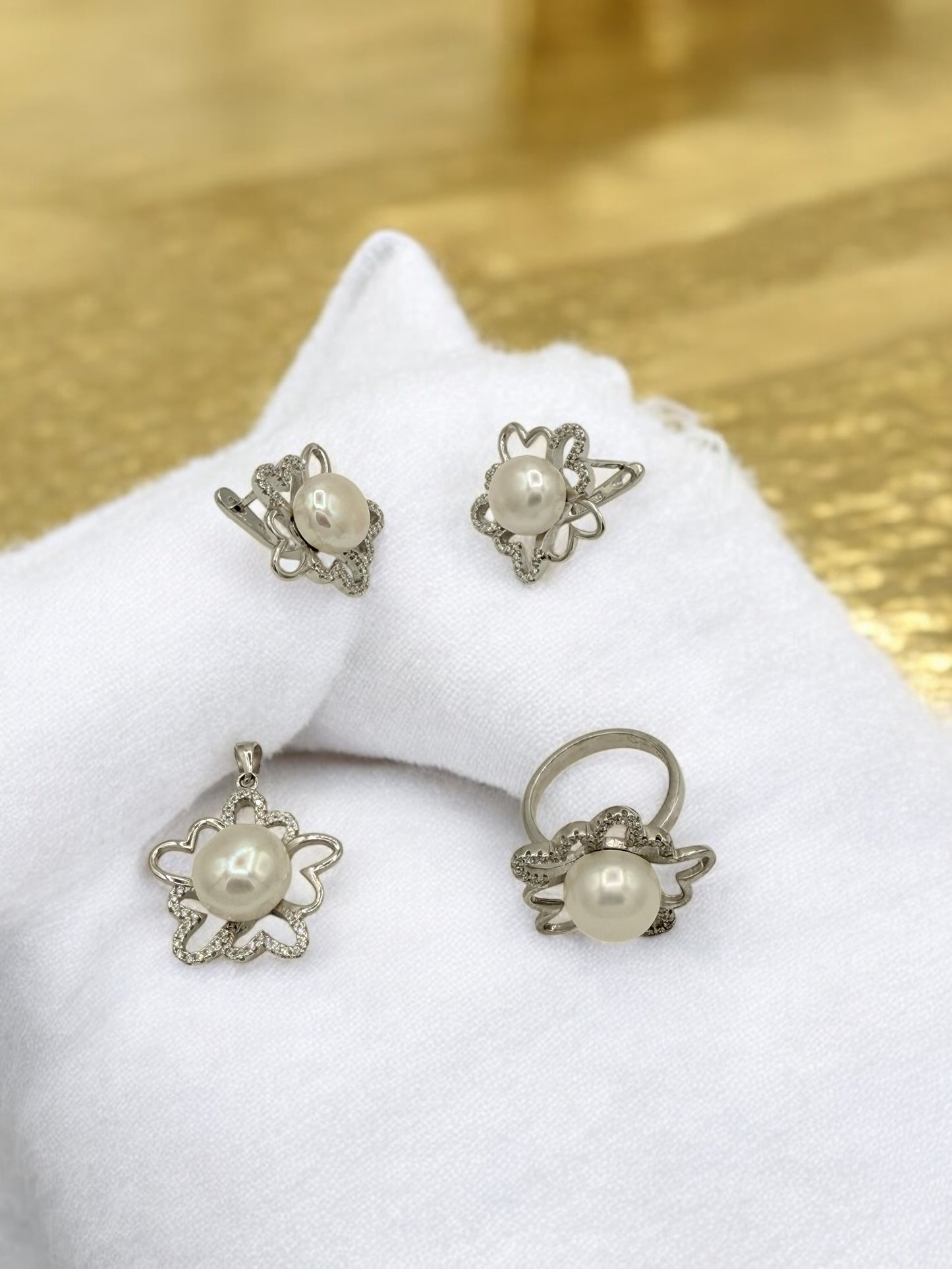 925 Sterling silver half set (ring -earring-  pendant)