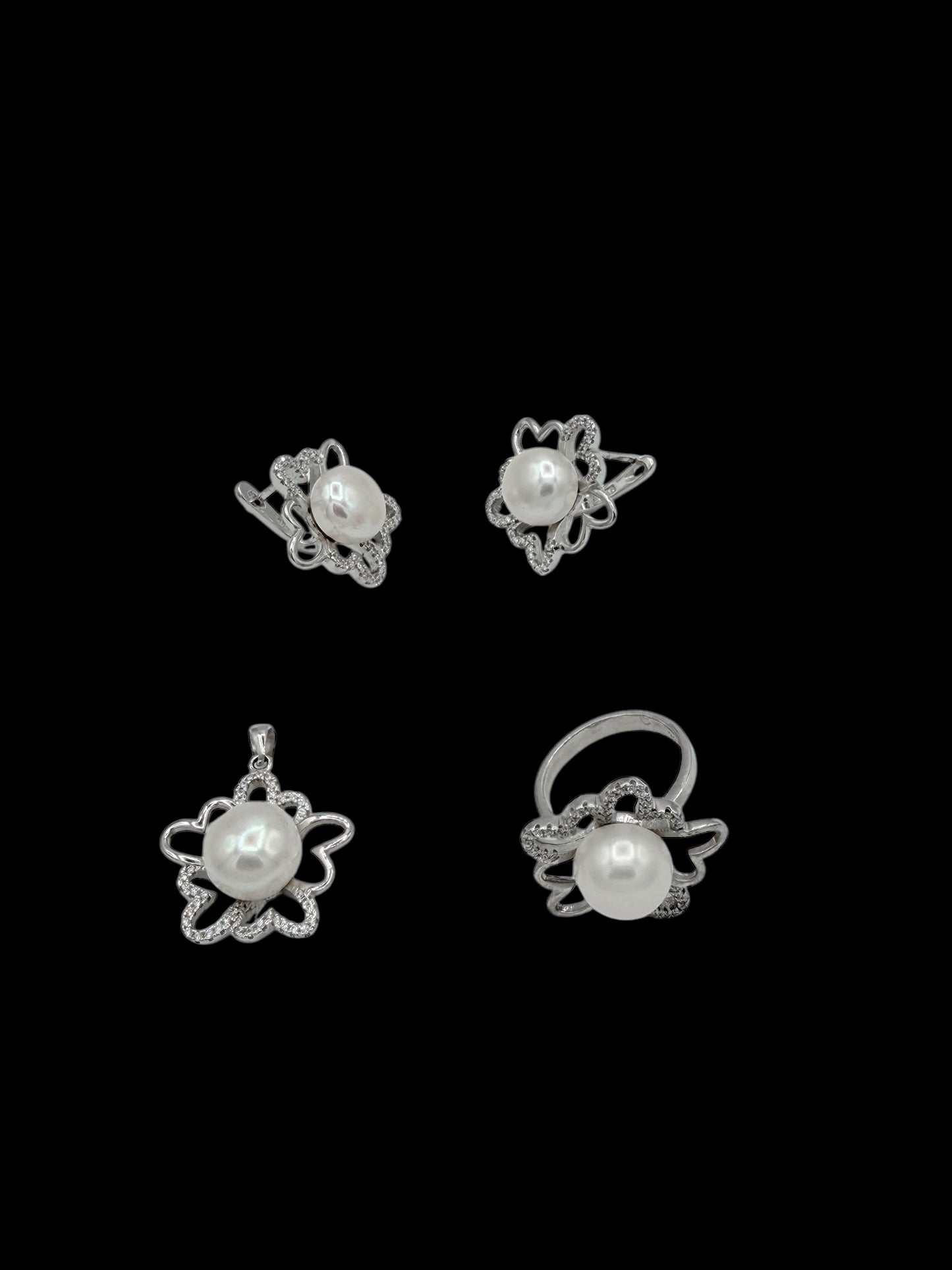 925 Sterling silver half set (ring -earring-  pendant)