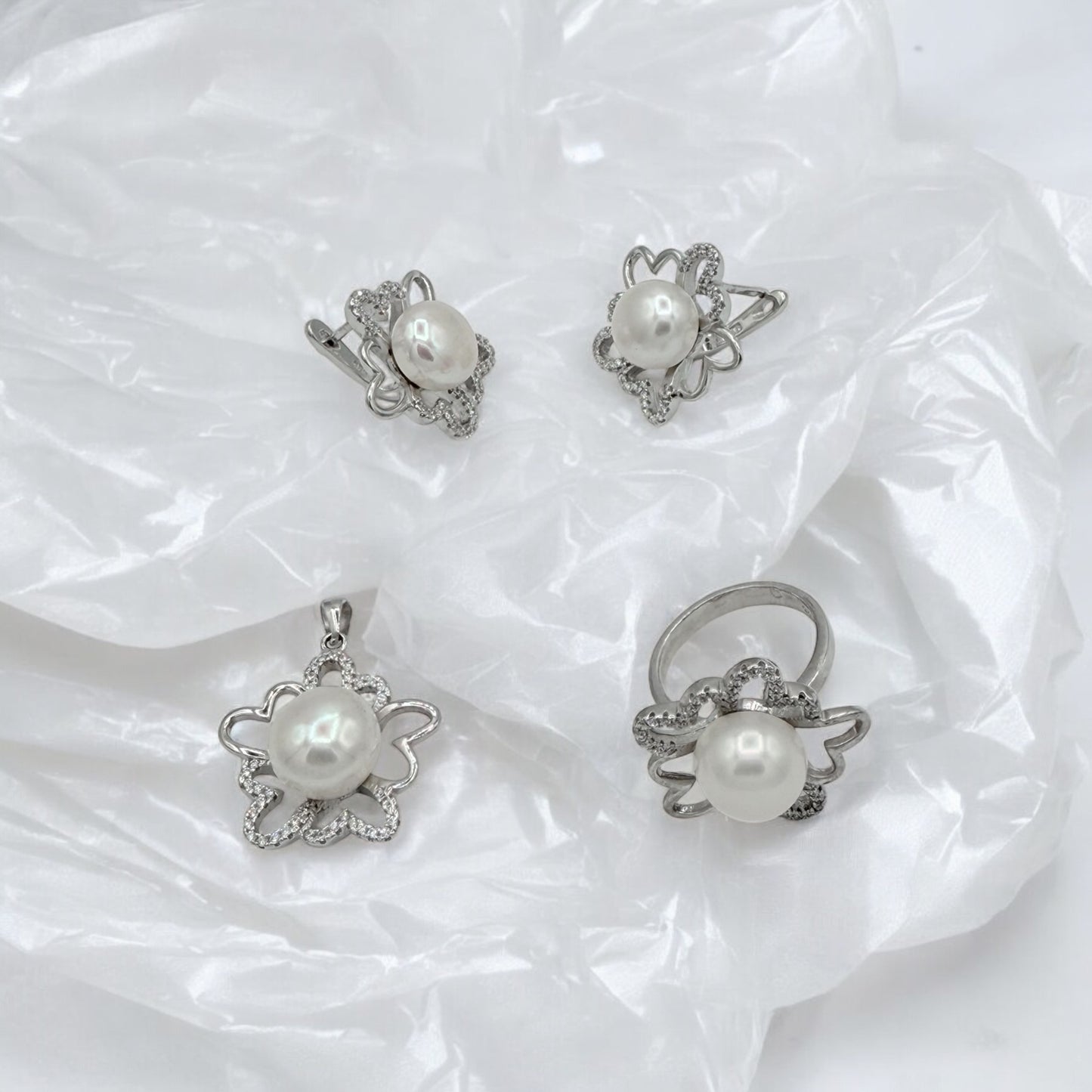 925 Sterling silver half set (ring -earring-  pendant)
