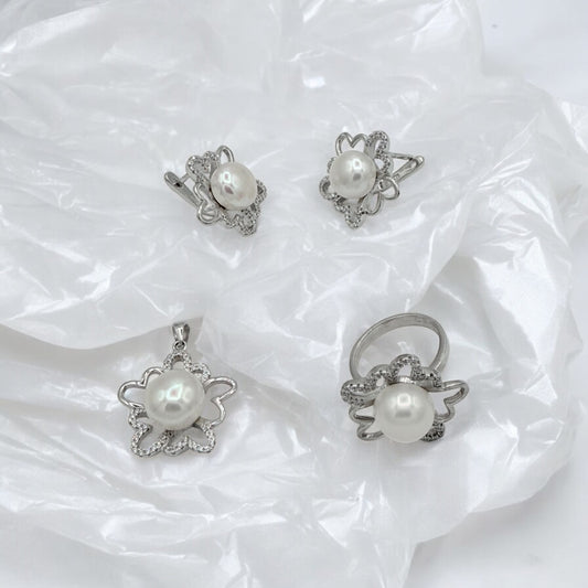 925 Sterling silver half set (ring -earring-  pendant)