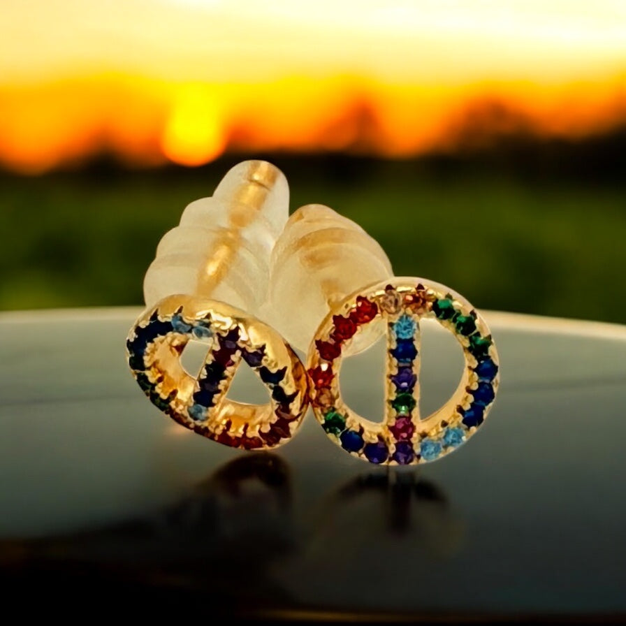 925 Sterling silver earrings inlaid with cubic zirconia