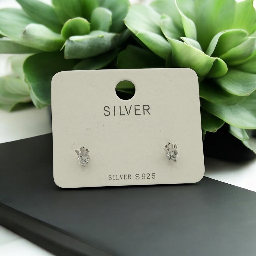 925 Sterling silver earrings inlaid with cubic zirconia