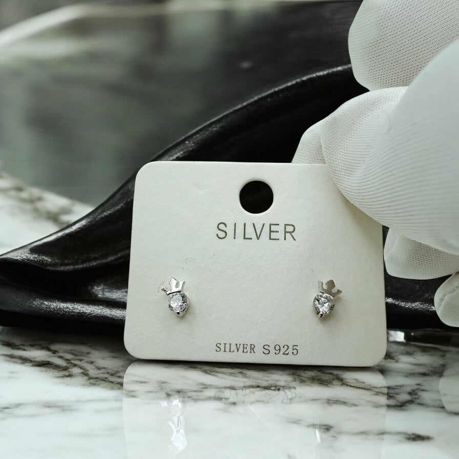 925 Sterling silver earrings inlaid with cubic zirconia