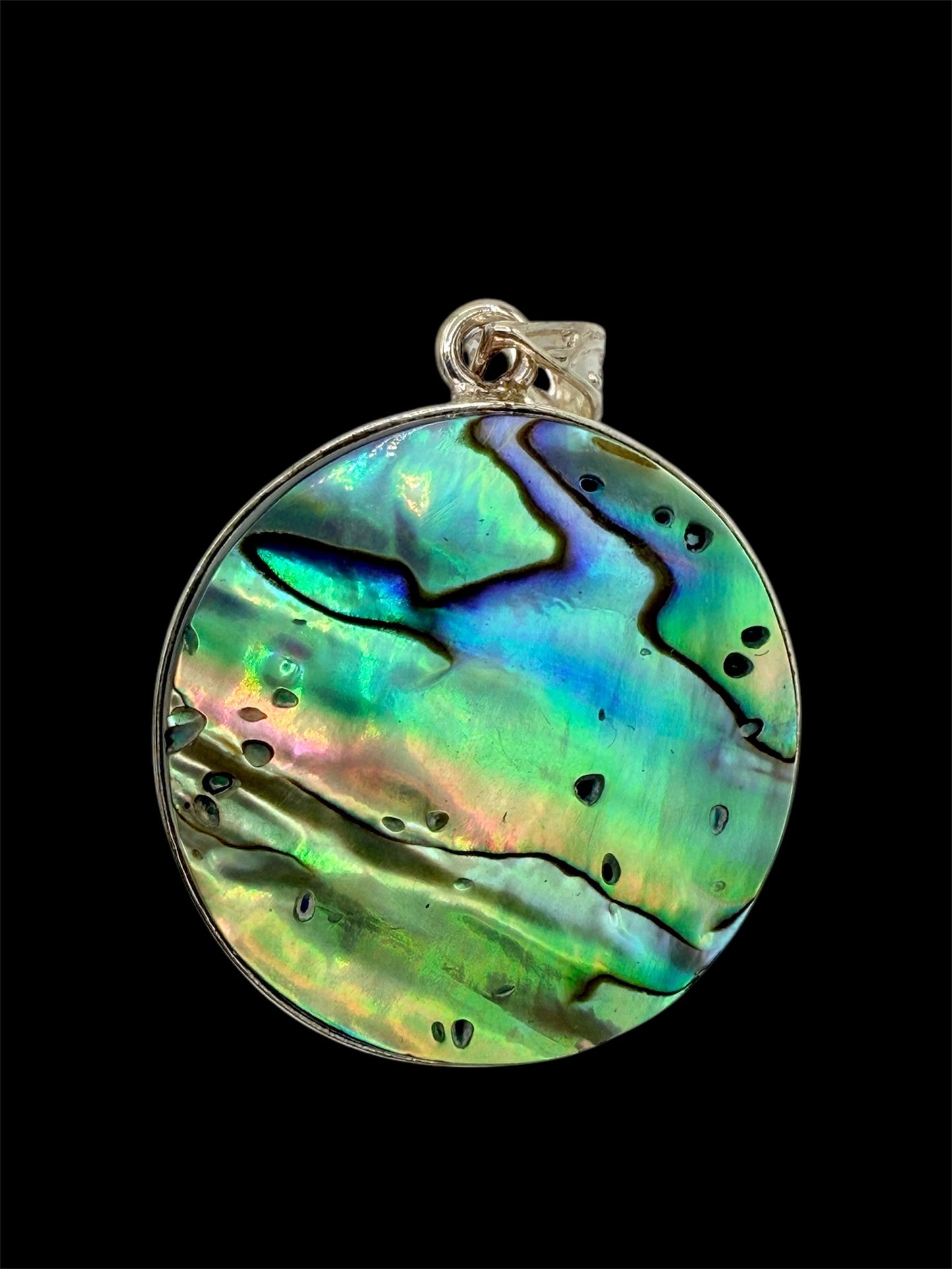 925 Sterling silver inlaid with Natural abalone seashell