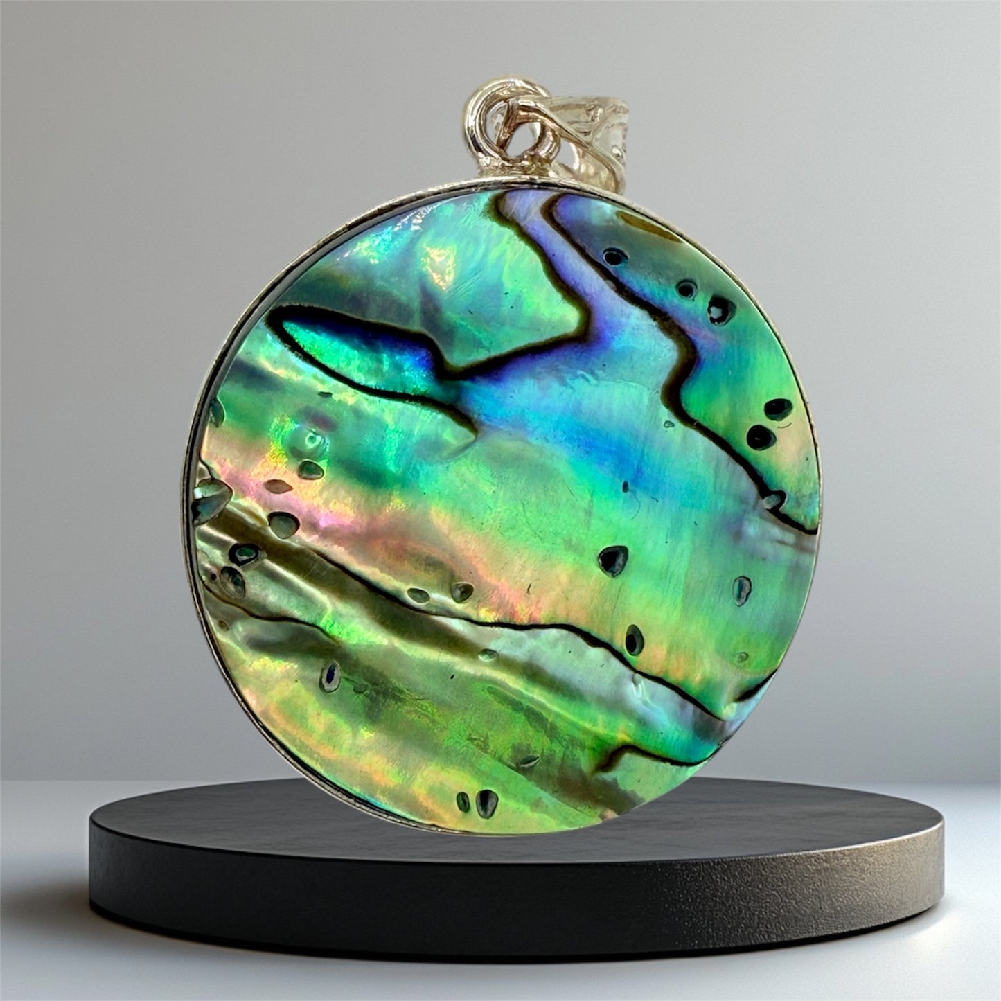 925 Sterling silver inlaid with Natural abalone seashell