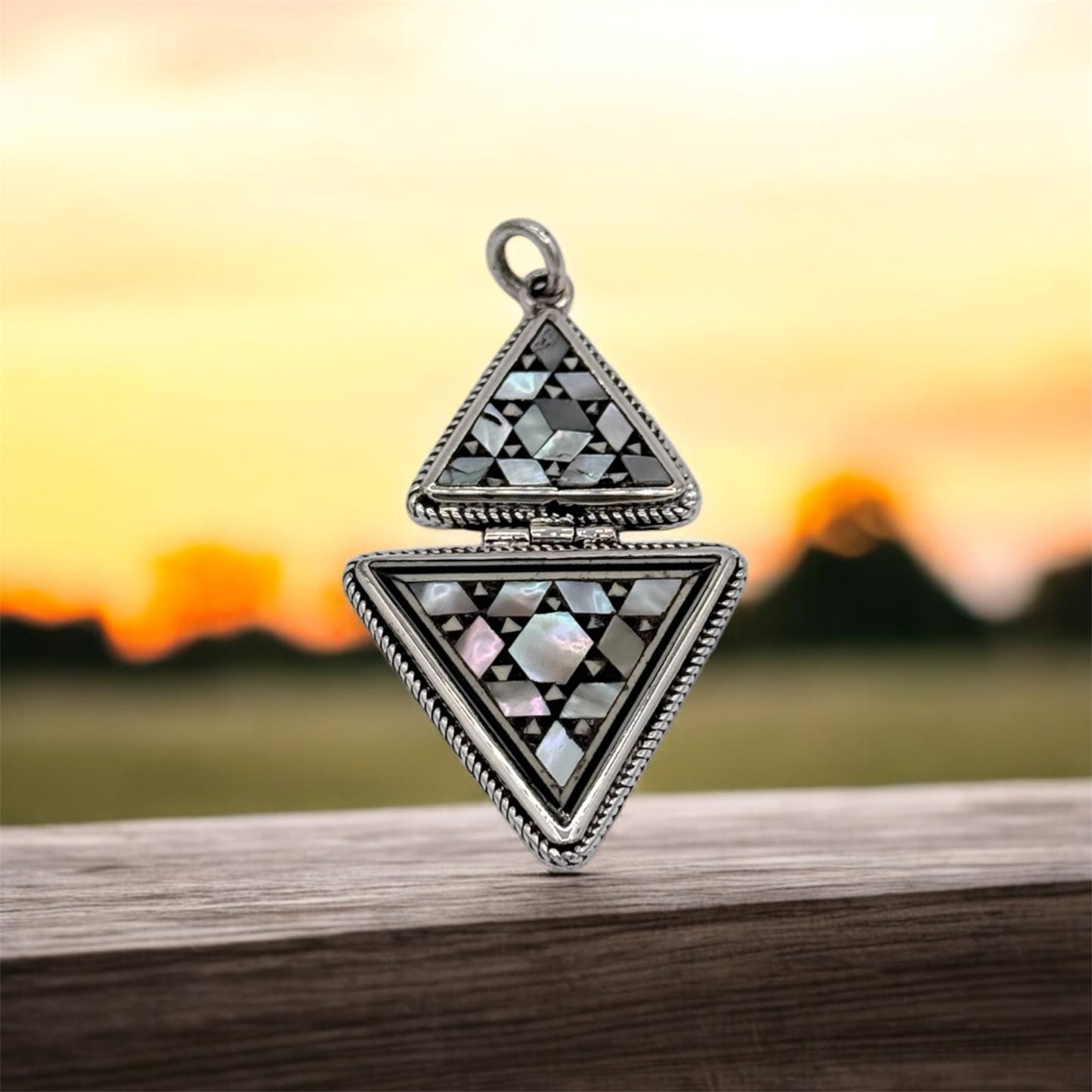 Hand made 925 sterling silver inlaid with mother of pearl