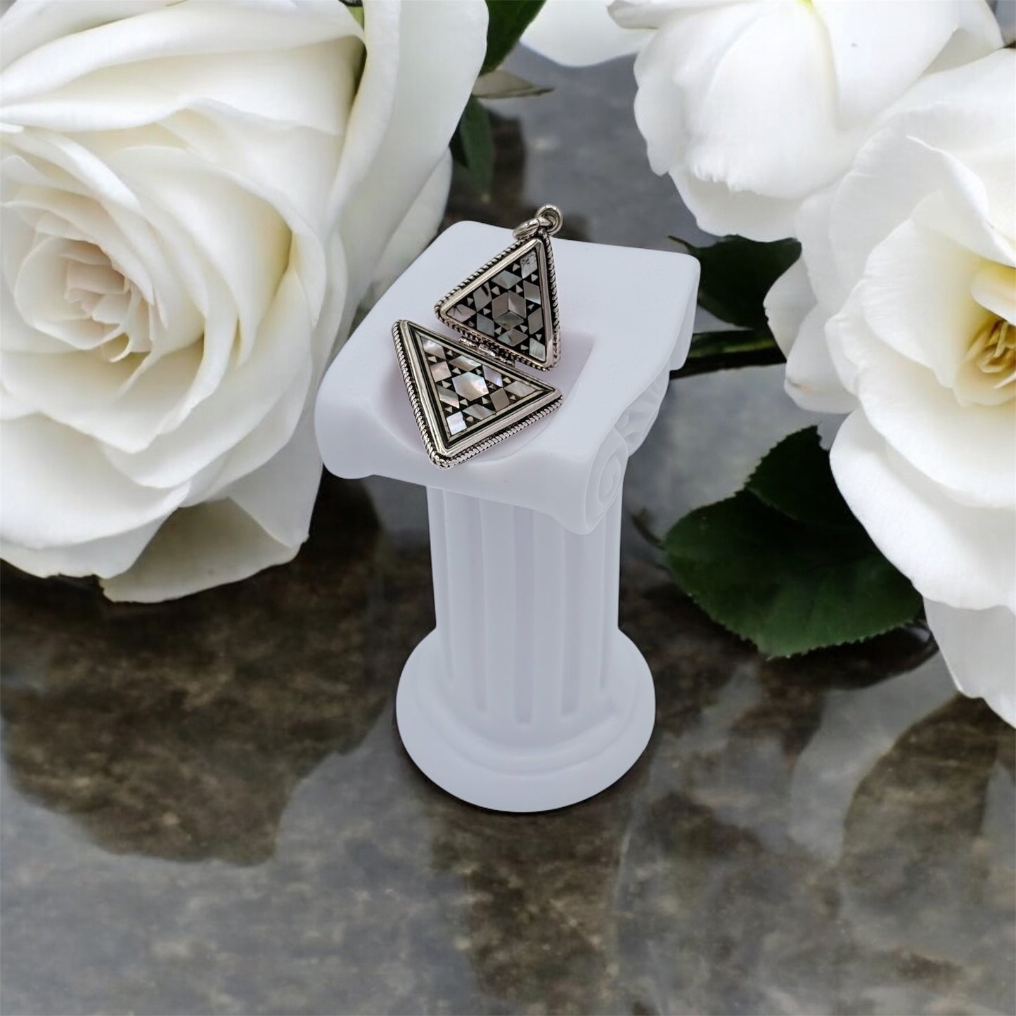 Hand made 925 sterling silver inlaid with mother of pearl