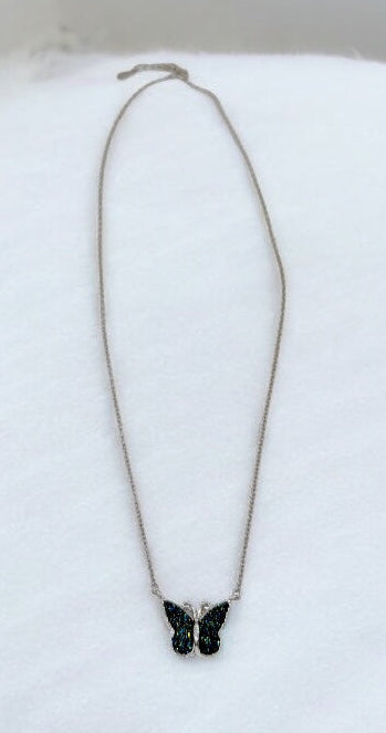 925 Sterling silver butterfly, Shining blue color is artificial imitation for Opal