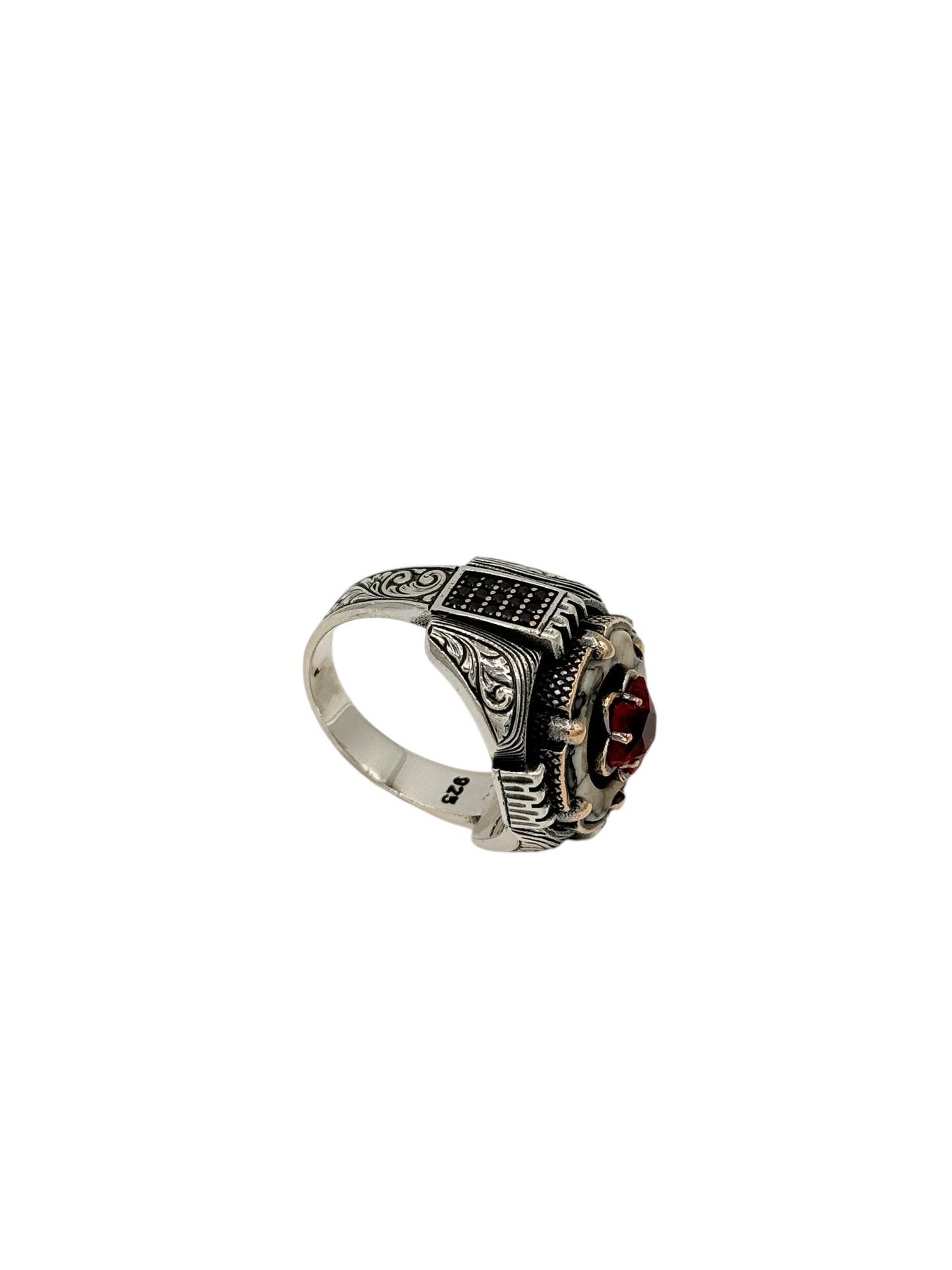 Sterling silver ring, the crown is rotatable