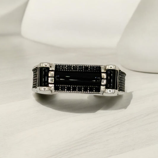 925 Sterling silver inlaid with Black onyx stone