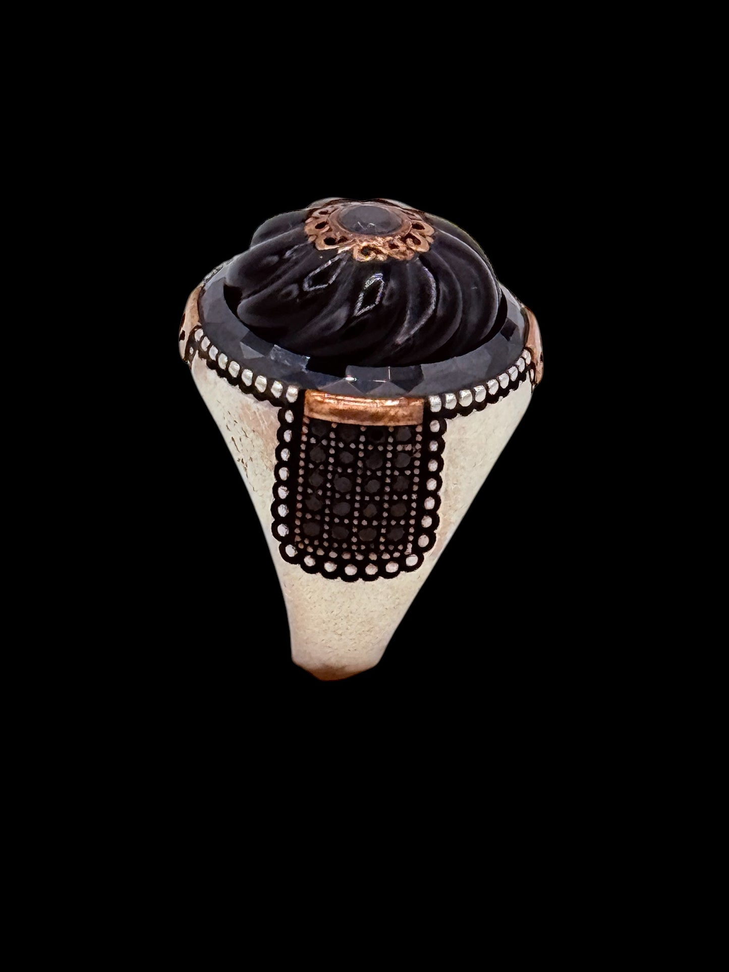 925 Sterling Silver Turkish brand (KAR) black stone