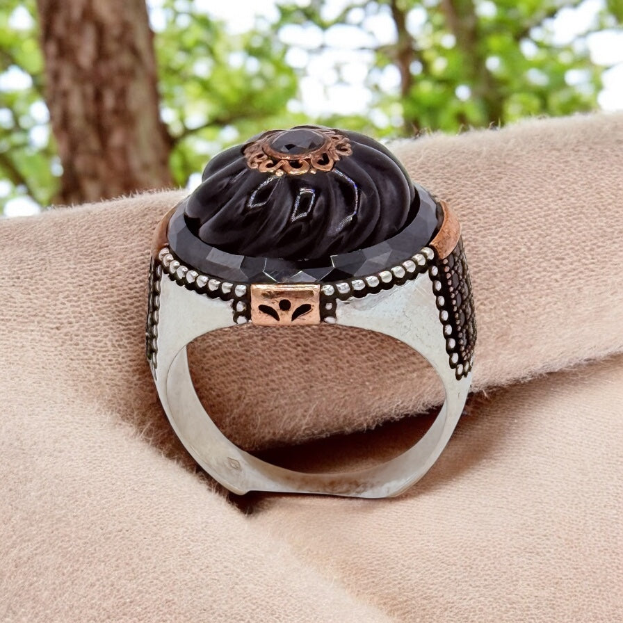 925 Sterling Silver Turkish brand (KAR) black stone