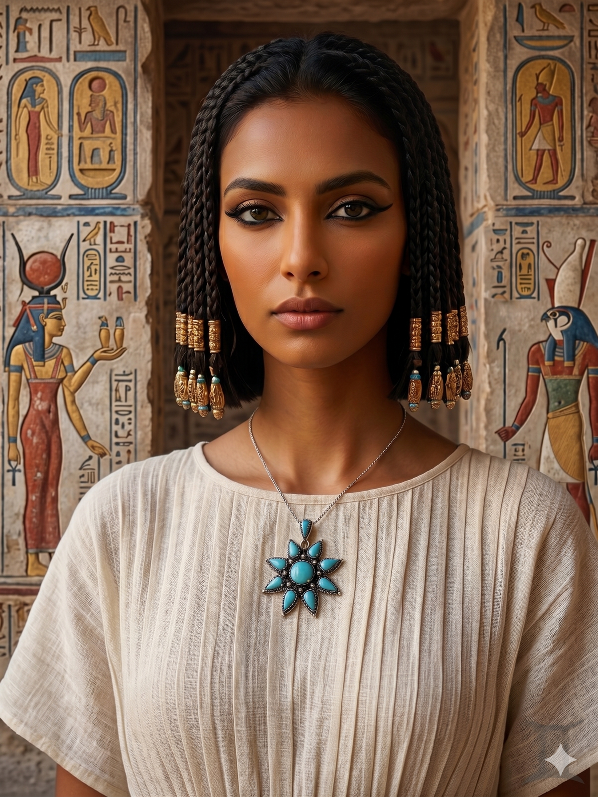 The Pharaoh's Sun: Egyptian Turquoise Statement Pendant in 925 Sterling Silver.