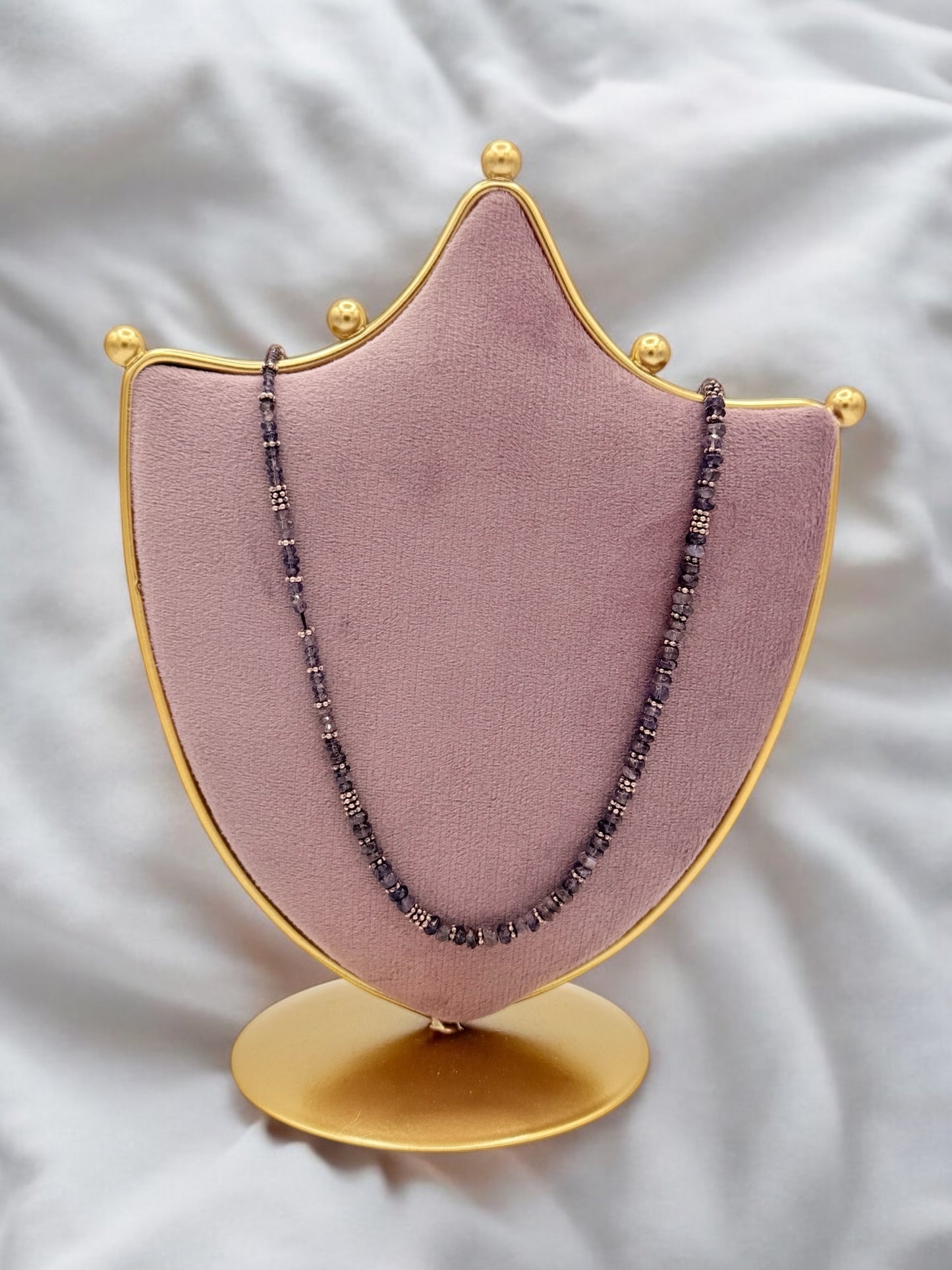 Natural blue sapphire Necklace, hand made beaded