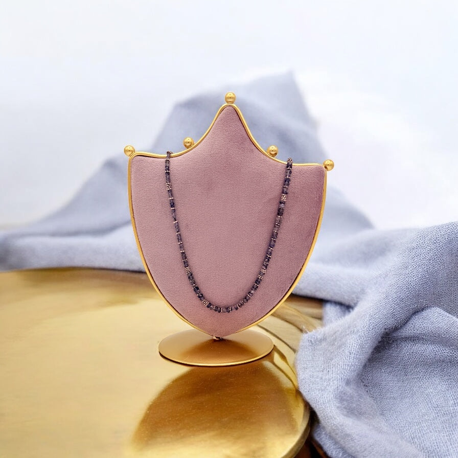 Natural blue sapphire Necklace, hand made beaded