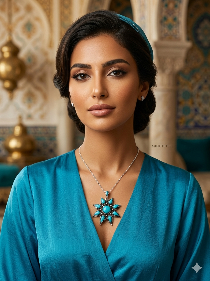 The Pharaoh's Sun: Egyptian Turquoise Statement Pendant in 925 Sterling Silver.