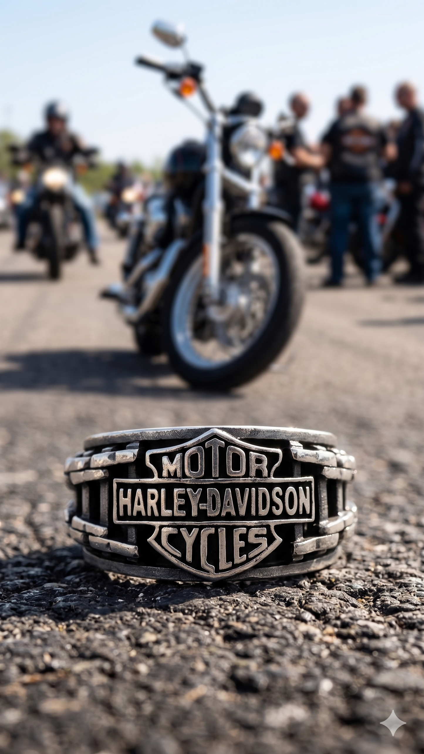 Sterling Silver Harley-Davidson Motorcycle Ring, Biker Jewelry, Unisex Bold Statement Ring, Vintage Style Motorbike Band.