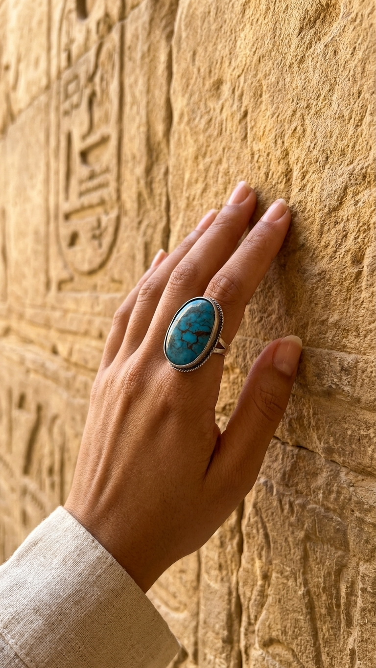925 Sterling Silver, Natural Egyptian turquoise