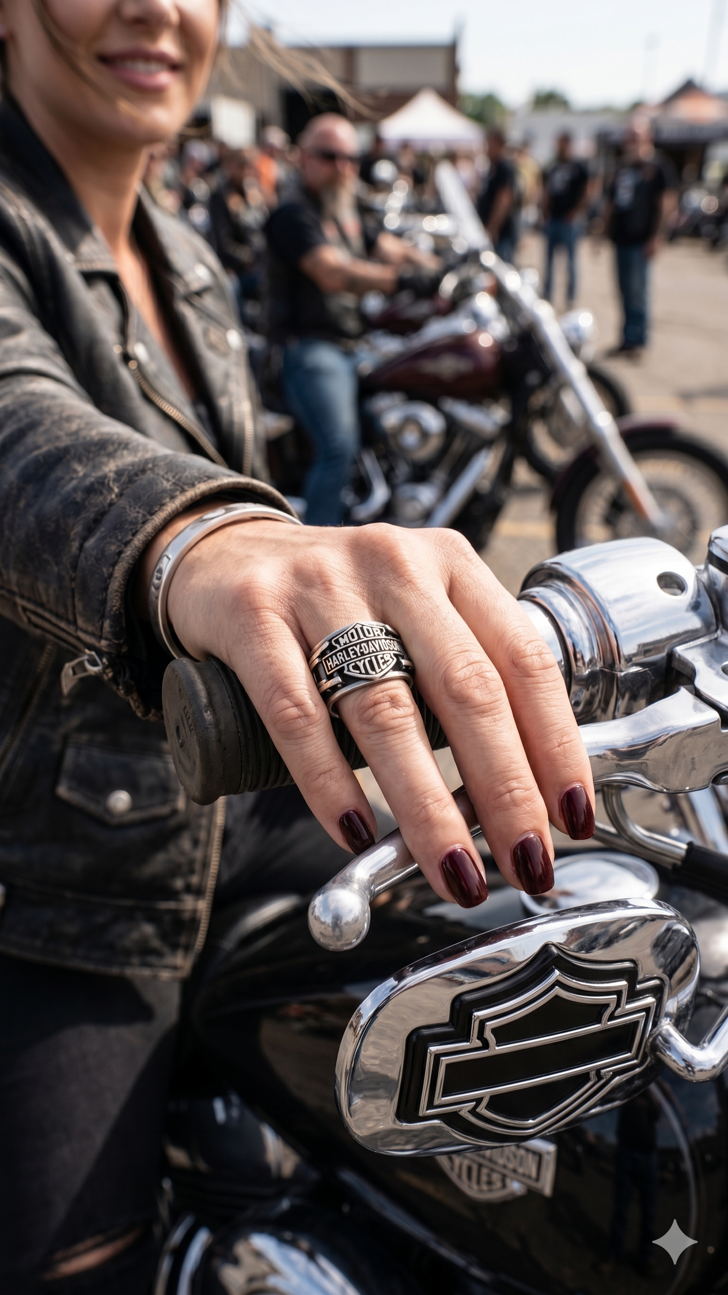 Sterling Silver Harley-Davidson Motorcycle Ring, Biker Jewelry, Unisex Bold Statement Ring, Vintage Style Motorbike Band.