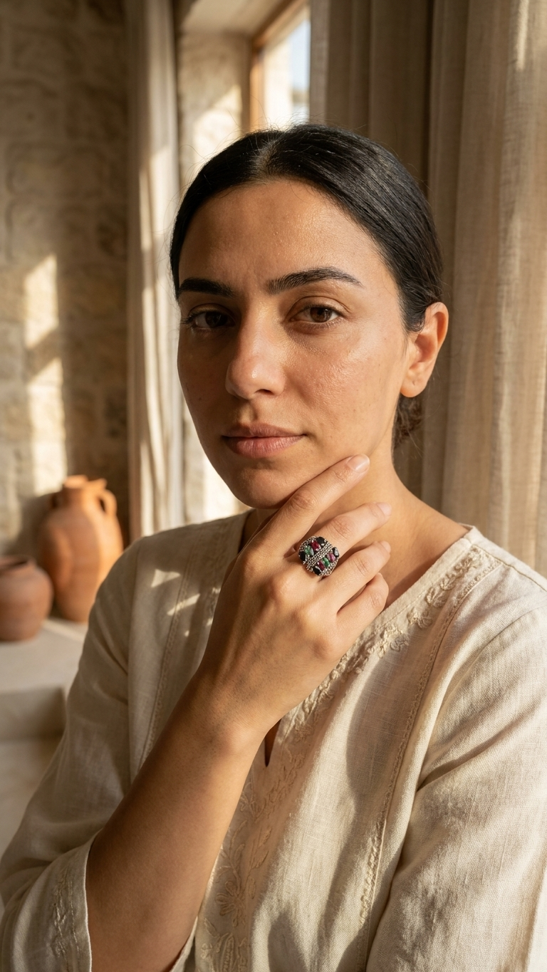 Multi-Gemstone 925 Sterling Silver Ring