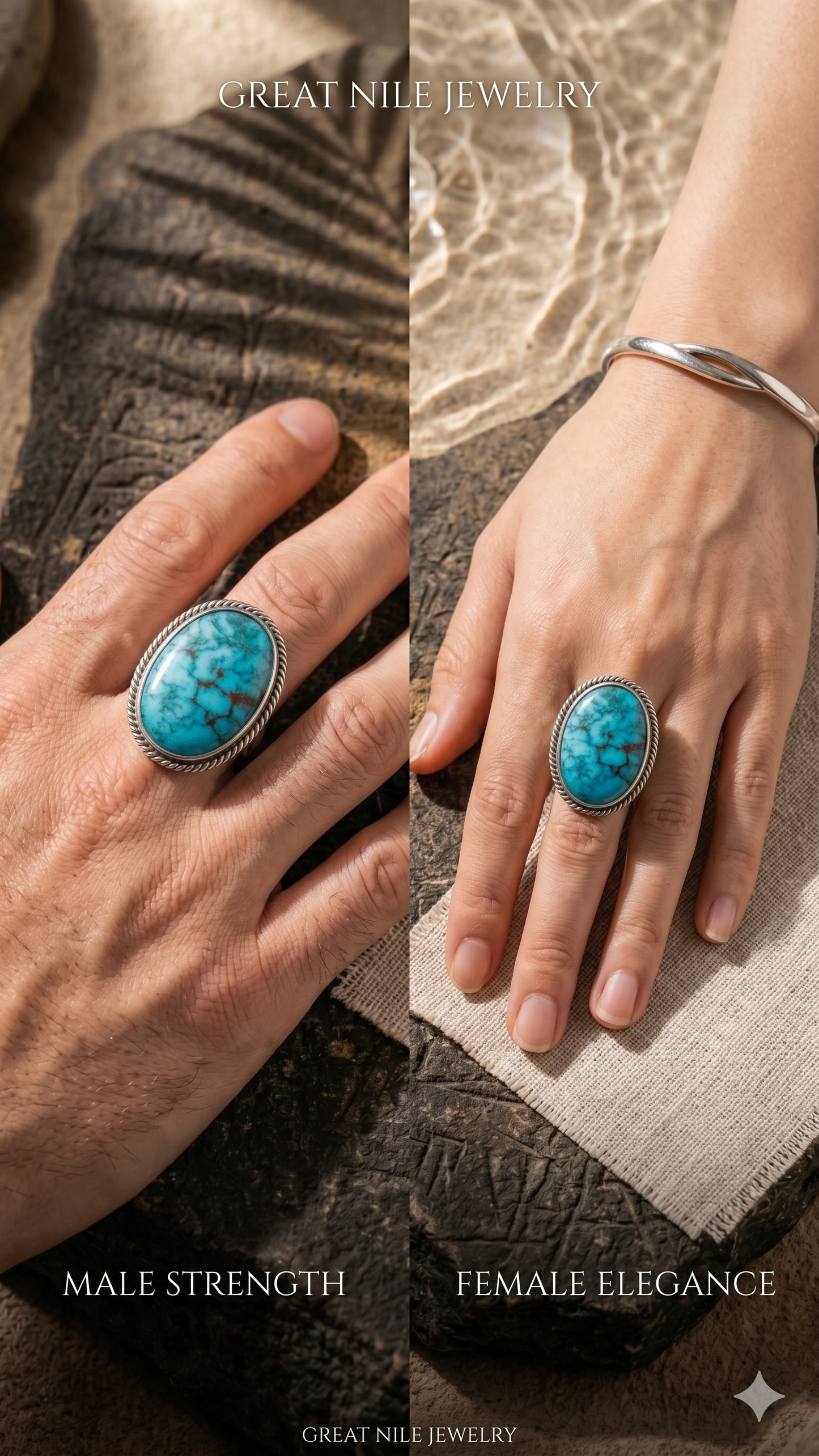 925 Sterling Silver, Natural Egyptian turquoise