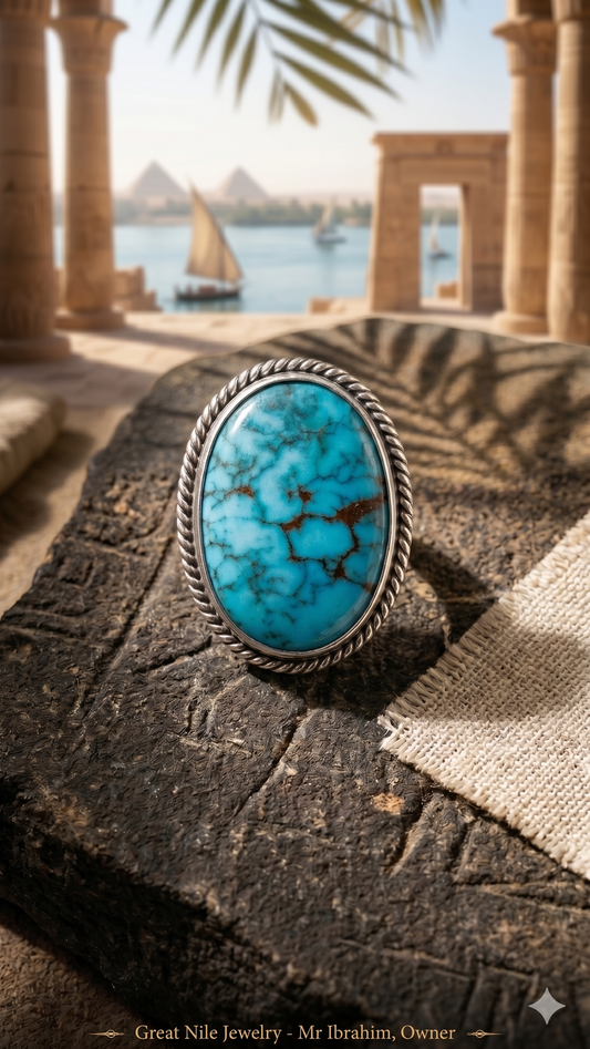 925 Sterling Silver, Natural Egyptian turquoise