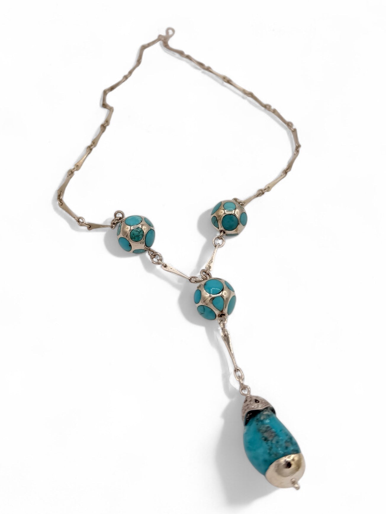 925 Sterling silver unique piece inlaid with natural turquoise from Egypt.