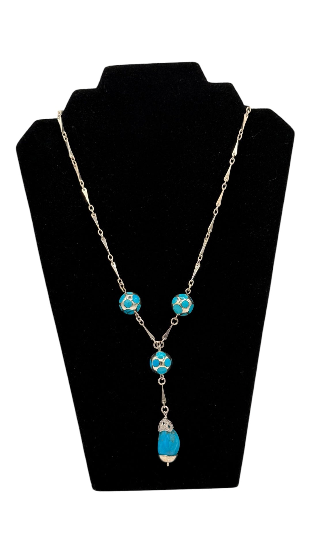 925 Sterling silver unique piece inlaid with natural turquoise from Egypt.