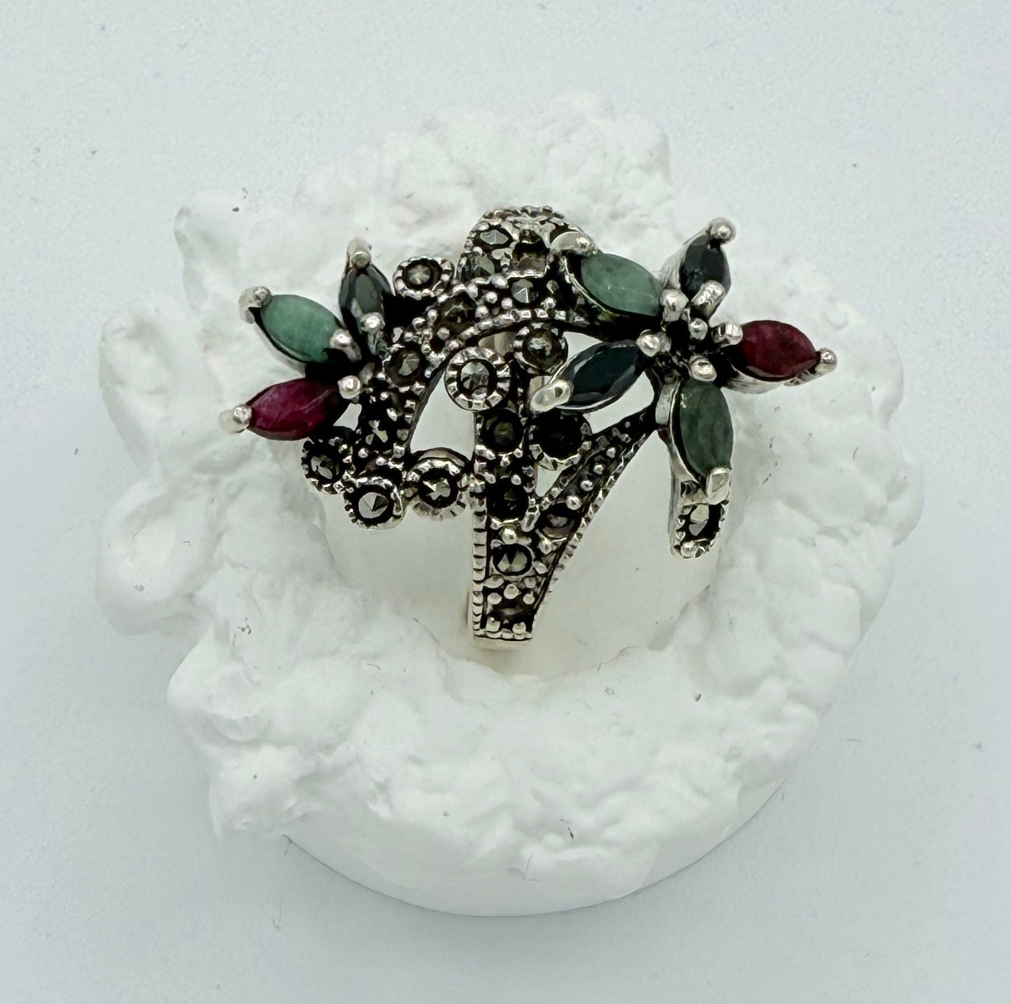inlaid with. natural Ruby, emerald stone